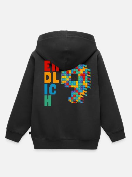 Endlich 9 Baustein - Kinder Premium Organic Hoodie - Schwarz