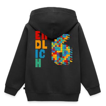 Finally 6 building blocks - Kids Premium Organic Hoodie - black - Back - AI Model Kid Male (0cm)