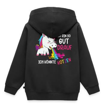 Je suis de si bonne humeur que je pourrais vomir - Sweat Premium à capuche enfant bio - noir - Dos - AI Model Kid Male (0cm)