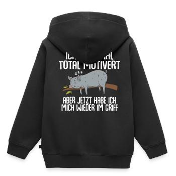 Avant, j’étais totalement motivé - Sweat Premium à capuche enfant bio - noir - Dos - AI Model Kid Male (0cm)