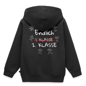 Endlich 2. Klasse Schulkind Zweite Klasse - Kinder Premium Organic Hoodie - Schwarz - Hinten - AI Model Kid Male (0cm)