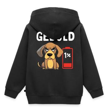 Geduld 1% Hund Bürohumor - Kinder Premium Organic Hoodie - Schwarz - Hinten - AI Model Kid Male (0cm)