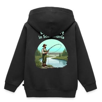 Angeln in Skandinavien - Kinder Premium Organic Hoodie - Schwarz - Hinten - AI Model Kid Male (0cm)