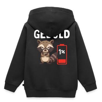 Geduld 1% Waschbär Bürohumor - Kinder Premium Organic Hoodie - Schwarz - Hinten - AI Model Kid Male (0cm)