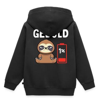 Geduld 1% Faultier Bürohumor - Kinder Premium Organic Hoodie - Schwarz - Hinten - AI Model Kid Male (0cm)