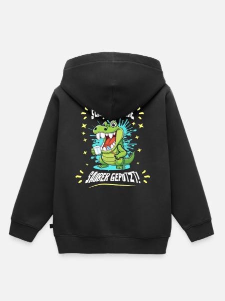 Krokodil Zahn Hygiene - Kinder Premium Organic Hoodie - Schwarz