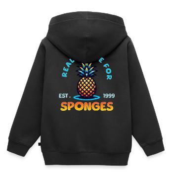Immobilier pour éponges / Maison Sweet Pineapple - Sweat Premium à capuche enfant bio - noir - Dos - AI Model Kid Male (0cm)