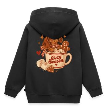 Cozy Season Dachshund - Kinder Premium Organic Hoodie - Schwarz - Hinten - AI Model Kid Male (0cm)