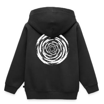 illusion d'optique cercle brosse vortex tempête - Sweat Premium à capuche enfant bio - noir - Dos - AI Model Kid Male (0cm)