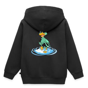 Canard drôle cool - Sweat Premium à capuche enfant bio - noir - Dos - AI Model Kid Male (0cm)