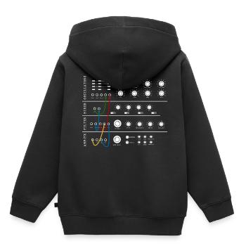 Synthétiseur modulaire Producteur de musique analogique - Sweat Premium à capuche enfant bio - noir - Dos - AI Model Kid Male (0cm)