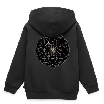 Heilige Geometrie Blume - Kinder Premium Organic Hoodie - Schwarz - Hinten - AI Model Kid Male (0cm)
