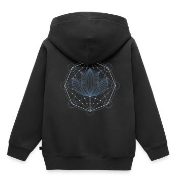 Géométrie sacrée du lotus - Sweat Premium à capuche enfant bio - noir - Dos - AI Model Kid Male (0cm)