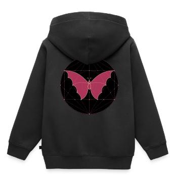 Géométrie sacrée papillon - Sweat Premium à capuche enfant bio - noir - Dos - AI Model Kid Male (0cm)