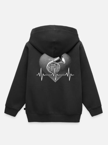 Herzschlag Tuba - Kinder Premium Organic Hoodie - Schwarz