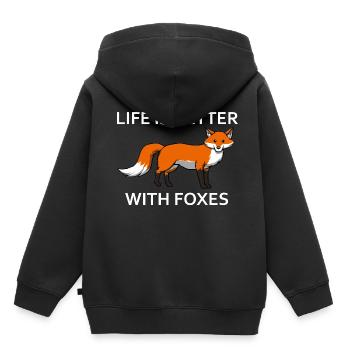 Renard mignon Dictée amusante Animaux de la forêt - Sweat Premium à capuche enfant bio - noir - Dos - AI Model Kid Male (0cm)