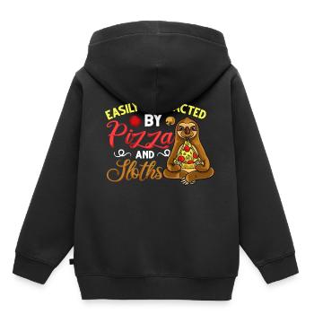 Faultier Pizza Lieferung Pizzeria Italienisch - Kinder Premium Organic Hoodie - Schwarz - Hinten - AI Model Kid Male (0cm)