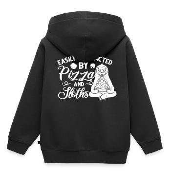 Faultier Pizza Lieferung Pizzeria Italienisch - Kinder Premium Organic Hoodie - Schwarz - Hinten - AI Model Kid Male (0cm)