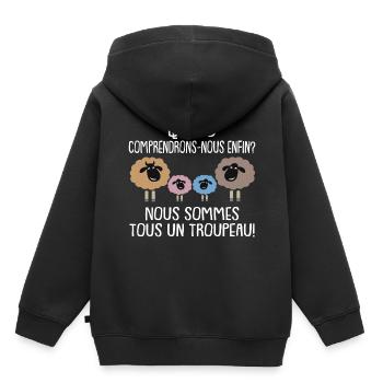 Nous sommes un seul troupeau - Sweat Premium à capuche enfant bio - noir - Dos - AI Model Kid Male (0cm)