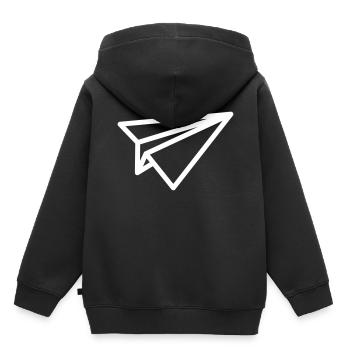 Paper plane big on tshirt - Kids Premium Organic Hoodie - black - Back - AI Model Kid Male (0cm)