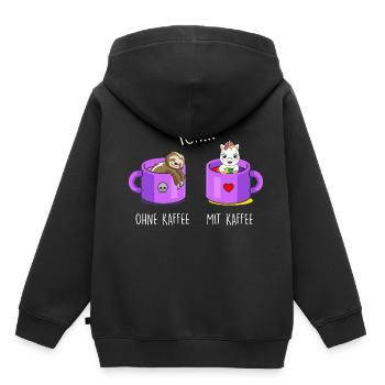 Ich ohne Kaffee Ich mit Kaffee Einhorn Kaffee - Kinder Premium Organic Hoodie - Schwarz - Hinten - AI Model Kid Male (0cm)