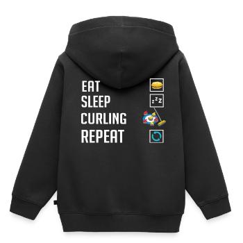 Curling Sport Spiel Spieler Curlingsteine Eis - Kinder Premium Organic Hoodie - Schwarz - Hinten - AI Model Kid Male (0cm)
