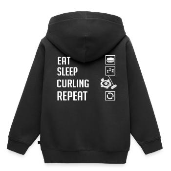 Curling Sport Spiel Spieler Curlingsteine Eis - Kinder Premium Organic Hoodie - Schwarz - Hinten - AI Model Kid Male (0cm)
