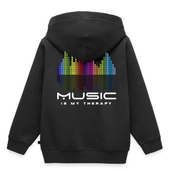 DJ Techno Thérapie musique equalizer edm parti - Sweat Premium à capuche enfant bio - noir - Dos - AI Model Kid Male (0cm)