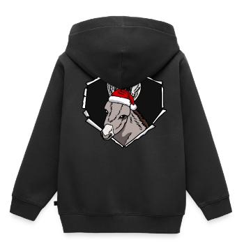 Bouchon perforé déchiré par la fissure de l’âne - Sweat Premium à capuche enfant bio - noir - Dos - AI Model Kid Male (0cm)