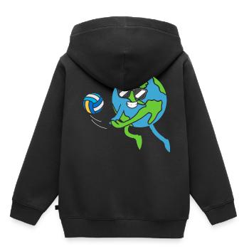 La Terre joue au volleyball Jour de la Terre Jour de la Terre - Sweat Premium à capuche enfant bio - noir - Dos - AI Model Kid Male (0cm)