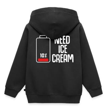 Lustiger Eisdielen Humor bei leerer Batterie - Kinder Premium Organic Hoodie - Schwarz - Hinten - AI Model Kid Male (0cm)
