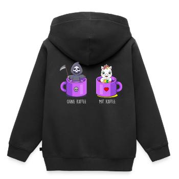 Ich ohne Kaffee Ich mit Kaffee Einhorn Kaffee - Kinder Premium Organic Hoodie - Schwarz - Hinten - AI Model Kid Male (0cm)