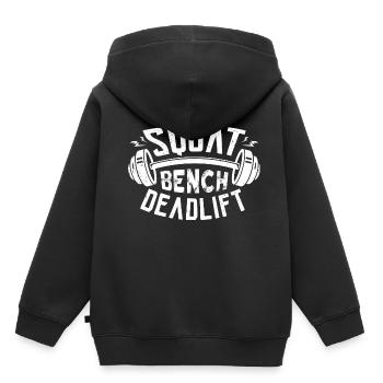 Squat Benchpress Deadlift Powerlifting - Sweat Premium à capuche enfant bio - noir - Dos - AI Model Kid Male (0cm)