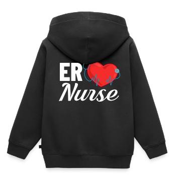 Infirmière d’urgence Premiers soins - Sweat Premium à capuche enfant bio - noir - Dos - AI Model Kid Male (0cm)
