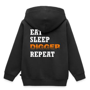Bagger Baggerschaufel Baggerfahrer "digger" - Kinder Premium Organic Hoodie - Schwarz - Hinten - AI Model Kid Male (0cm)