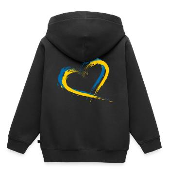 Coeur brosse drapeau vecteur drapeau Suède - Sweat Premium à capuche enfant bio - noir - Dos - AI Model Kid Male (0cm)
