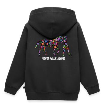 Never Walk Alone Pferde Gassi Blumen - Kinder Premium Organic Hoodie - Schwarz - Hinten - AI Model Kid Male (0cm)