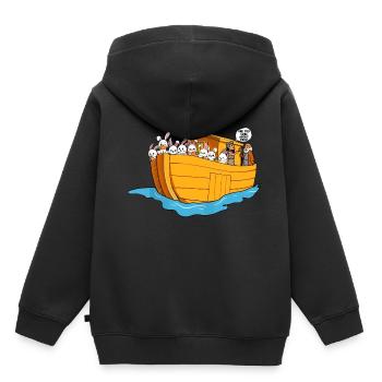 Noah Arche Boot Hasen - Kinder Premium Organic Hoodie - Schwarz - Hinten - AI Model Kid Male (0cm)