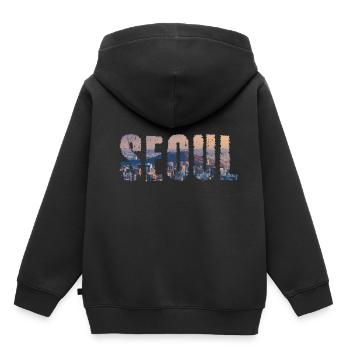 seoul stadt - Kinder Premium Organic Hoodie - Schwarz - Hinten - AI Model Kid Male (0cm)
