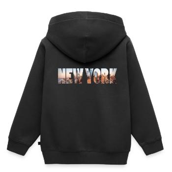 New York - Sweat Premium à capuche enfant bio - noir - Dos - AI Model Kid Male (0cm)