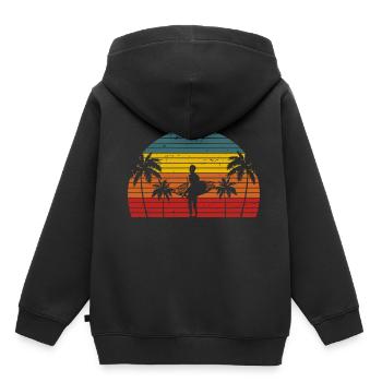 Surfer Retro Hawaii Surfen Urlaub Surfbrett - Kinder Premium Organic Hoodie - Schwarz - Hinten - AI Model Kid Male (0cm)