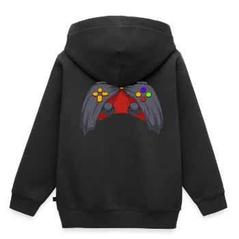 Manette de jeu Dracula d’Halloween - Sweat Premium à capuche enfant bio - noir - Dos - AI Model Kid Male (0cm)