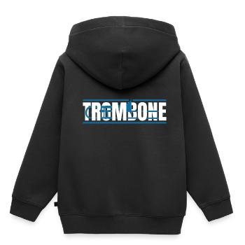 Posaune - Kinder Premium Organic Hoodie - Schwarz - Hinten - AI Model Kid Male (0cm)