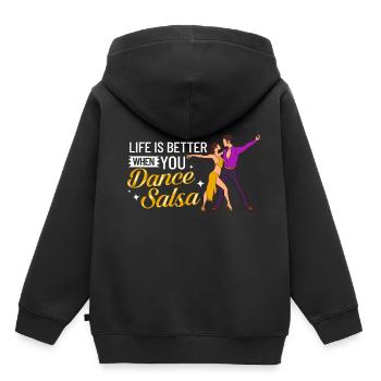 Salsa Dance Music Course Débutant Entraînement Danseur - Sweat Premium à capuche enfant bio - noir - Dos - AI Model Kid Male (0cm)