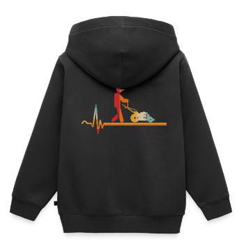 Vintage Herzschlag Rasenmäher Gartenarbeit Gärtner - Kinder Premium Organic Hoodie - Schwarz - Hinten - AI Model Kid Male (0cm)
