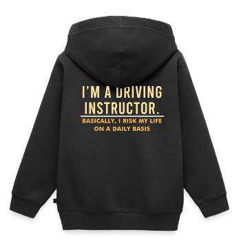 Attention véhicules Personnel d’auto-école Moniteur - Sweat Premium à capuche enfant bio - noir - Dos - AI Model Kid Male (0cm)