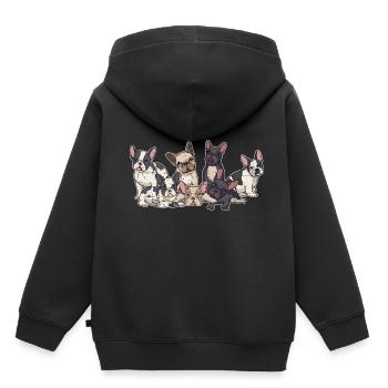 Französische Bulldogge - Kinder Premium Organic Hoodie - Schwarz - Hinten - AI Model Kid Male (0cm)