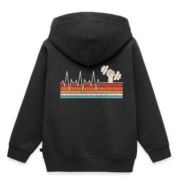 Hartslag halter - Kinder Premium hoodie biologisch - zwart - Achter - AI Model Kid Male (0cm)