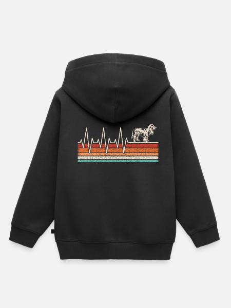 Cocker Spaniel Heartbeat - Kids Premium Organic Hoodie - black