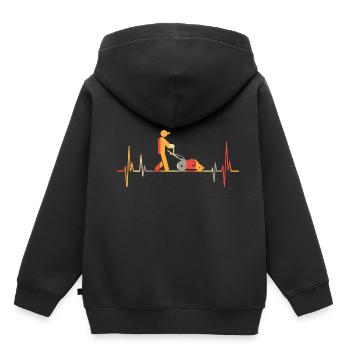 Vintage Herzschlag Rasenmäher Gartenarbeit Gärtner - Kinder Premium Organic Hoodie - Schwarz - Hinten - AI Model Kid Male (0cm)
